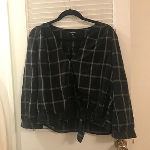 Madewell Checkered Printed Wrap Around Blouse